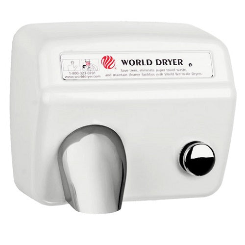 WORLD DRYER® DA5-974 Model A Series Hand Dryer - White Epoxy on Steel Push Button Surface-Mounted