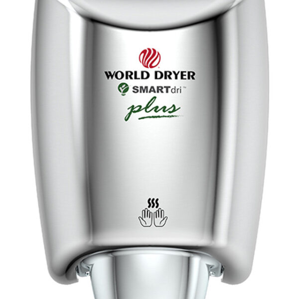 WORLD DRYER® K-972P SMARTdri® Plus Hand Dryer - Polished (Bright) Stainless Steel Automatic Surface-Mounted (110V-120V)