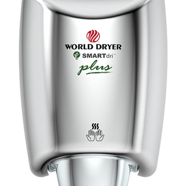 WORLD DRYER® K-972P SMARTdri® Plus Hand Dryer - Polished (Bright) Stainless Steel Automatic Surface-Mounted